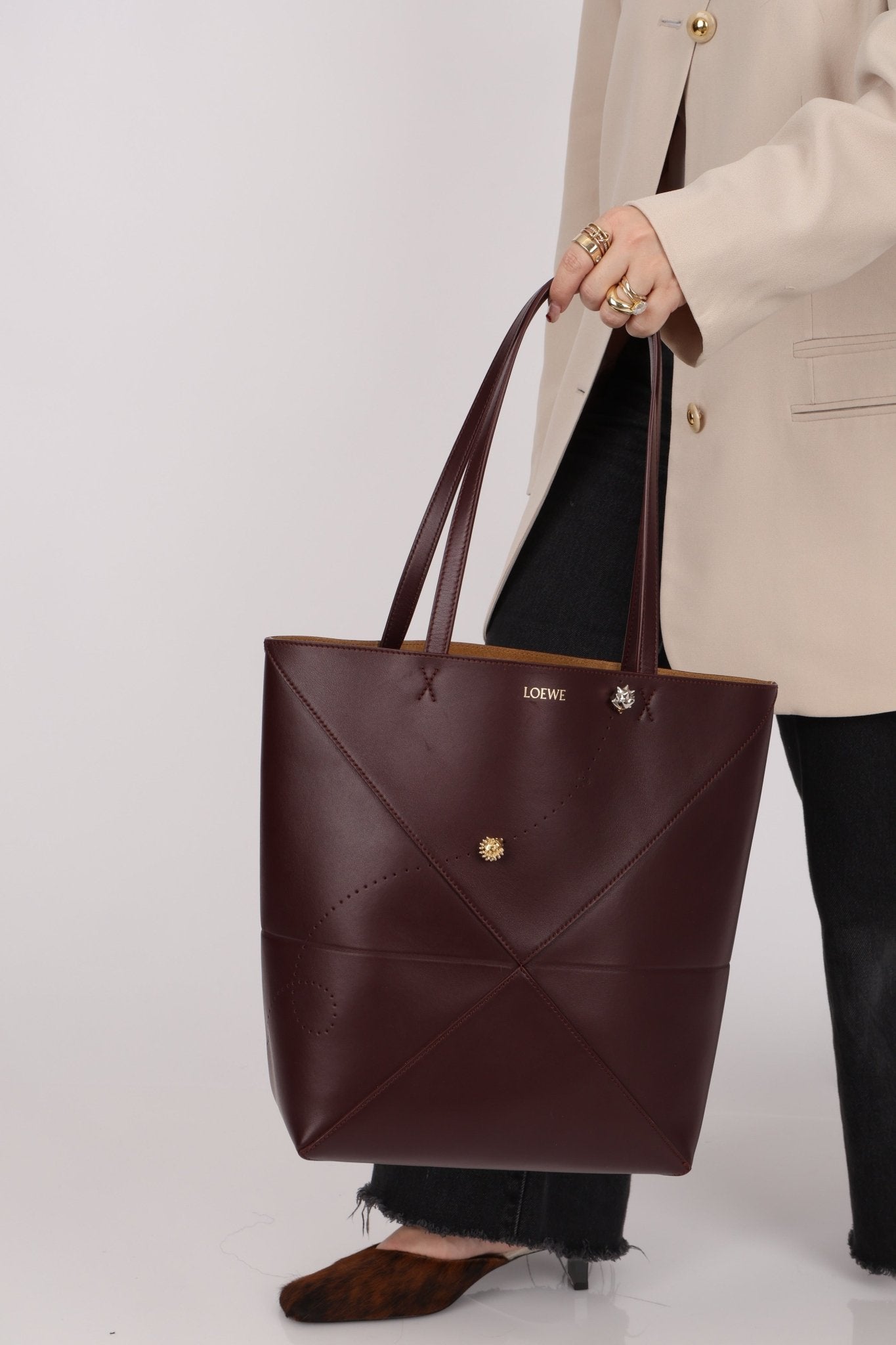 Limited Edition Loewe Calfskin Qixi Festival Hedgehog Charms Medium Fold Tote - FashioNica