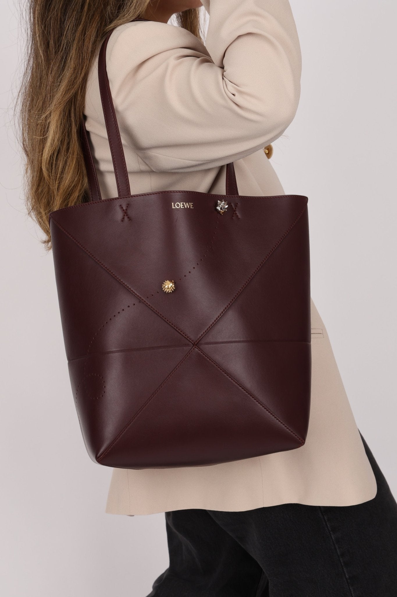 Limited Edition Loewe Calfskin Qixi Festival Hedgehog Charms Medium Fold Tote - FashioNica