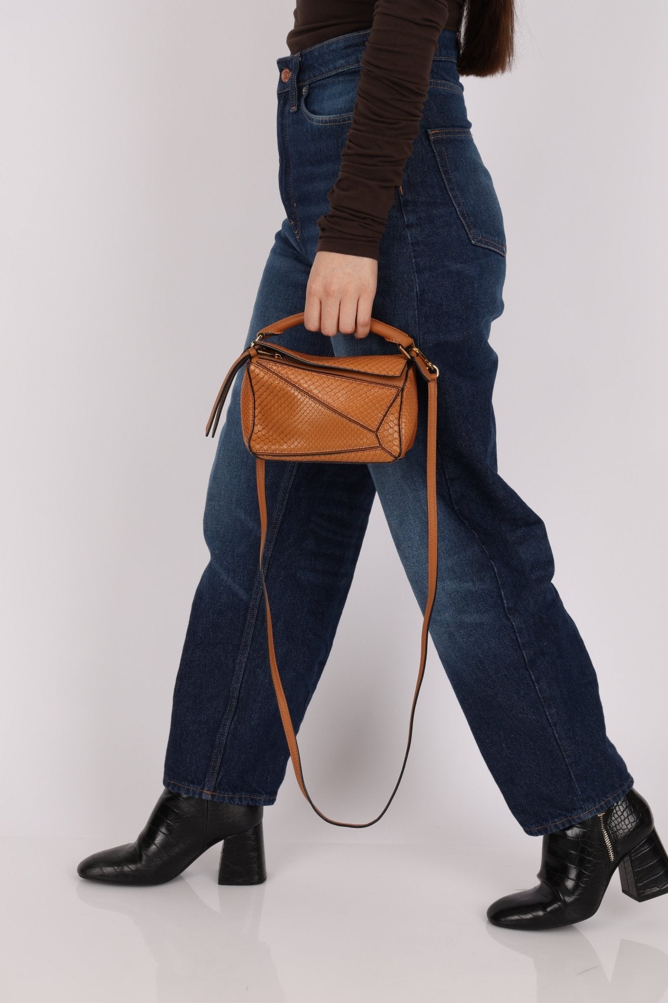 Limited Edition Loewe Tan Watersnake Mini Puzzle Bag - FashioNica