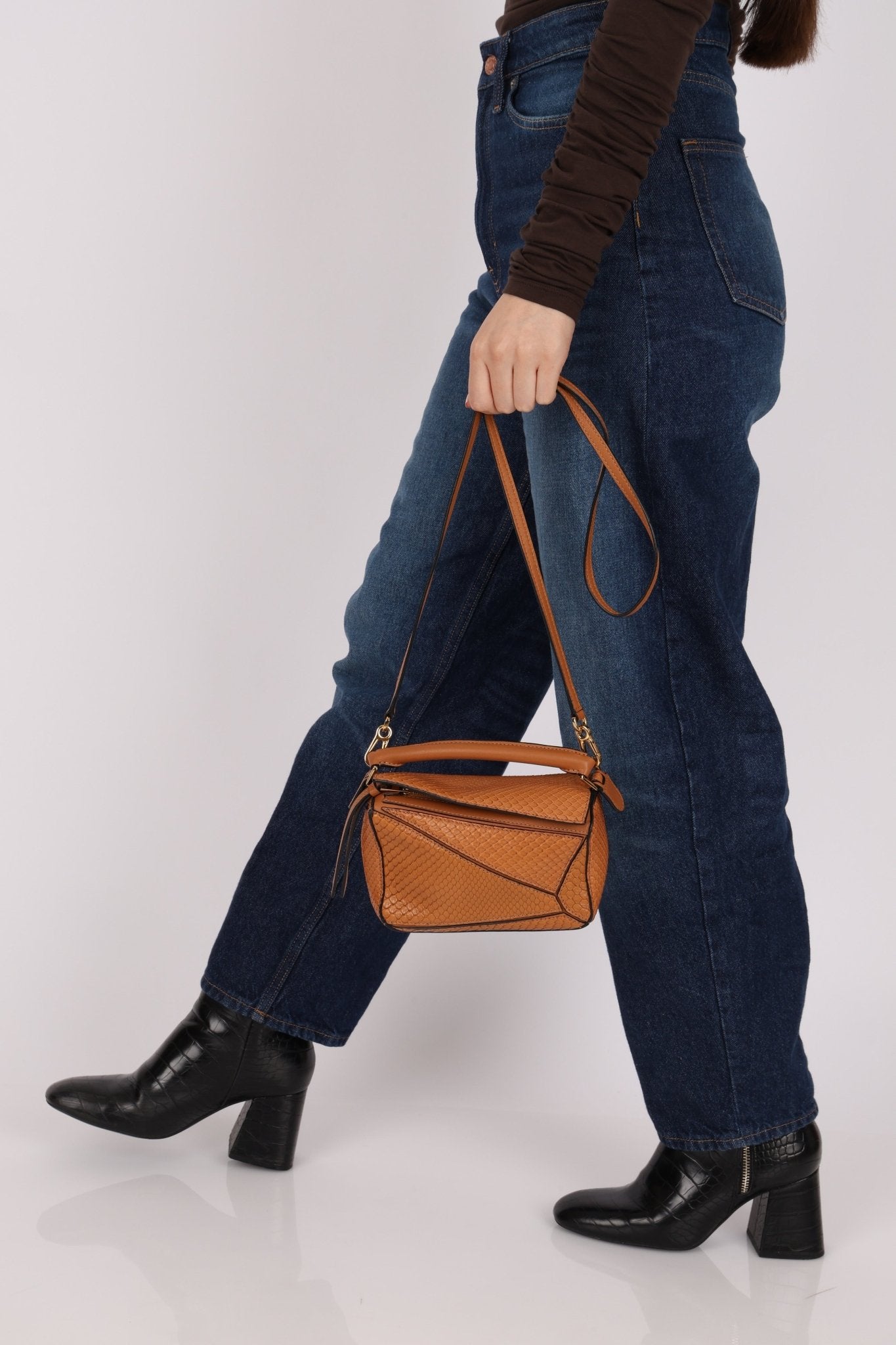 Limited Edition Loewe Tan Watersnake Mini Puzzle Bag - FashioNica