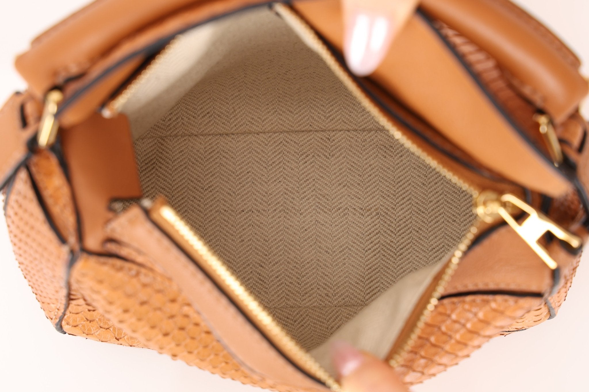 Limited Edition Loewe Tan Watersnake Mini Puzzle Bag - FashioNica