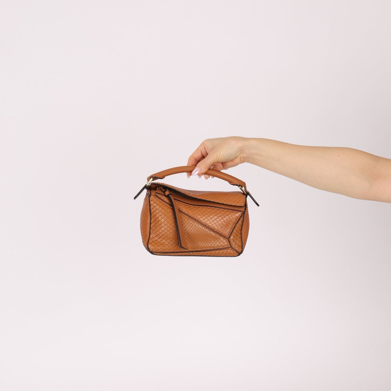 Limited Edition Loewe Tan Watersnake Mini Puzzle Bag - FashioNica