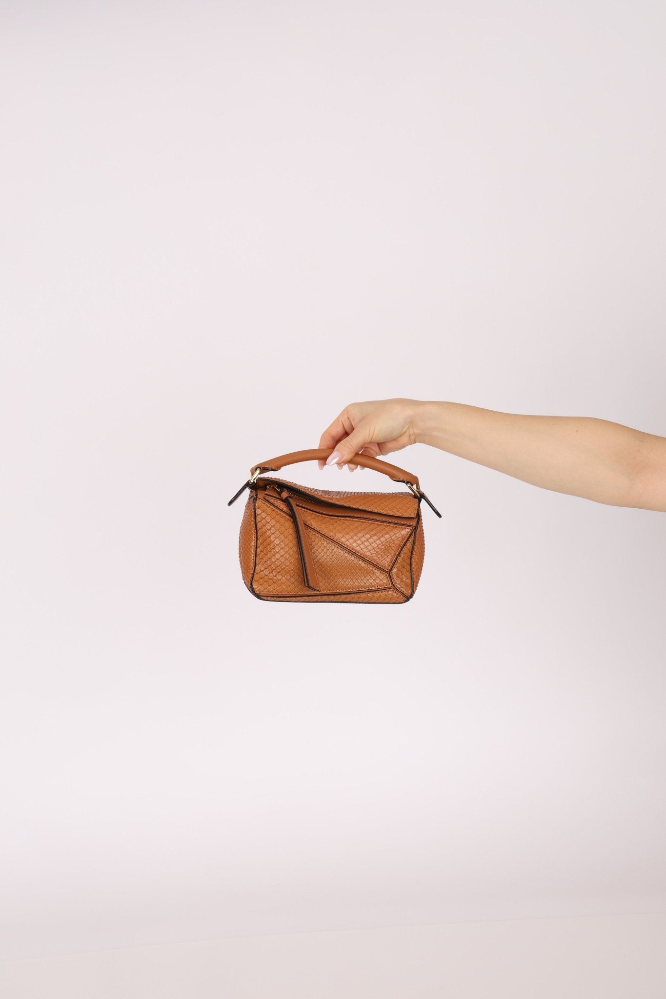 Limited Edition Loewe Tan Watersnake Mini Puzzle Bag - FashioNica