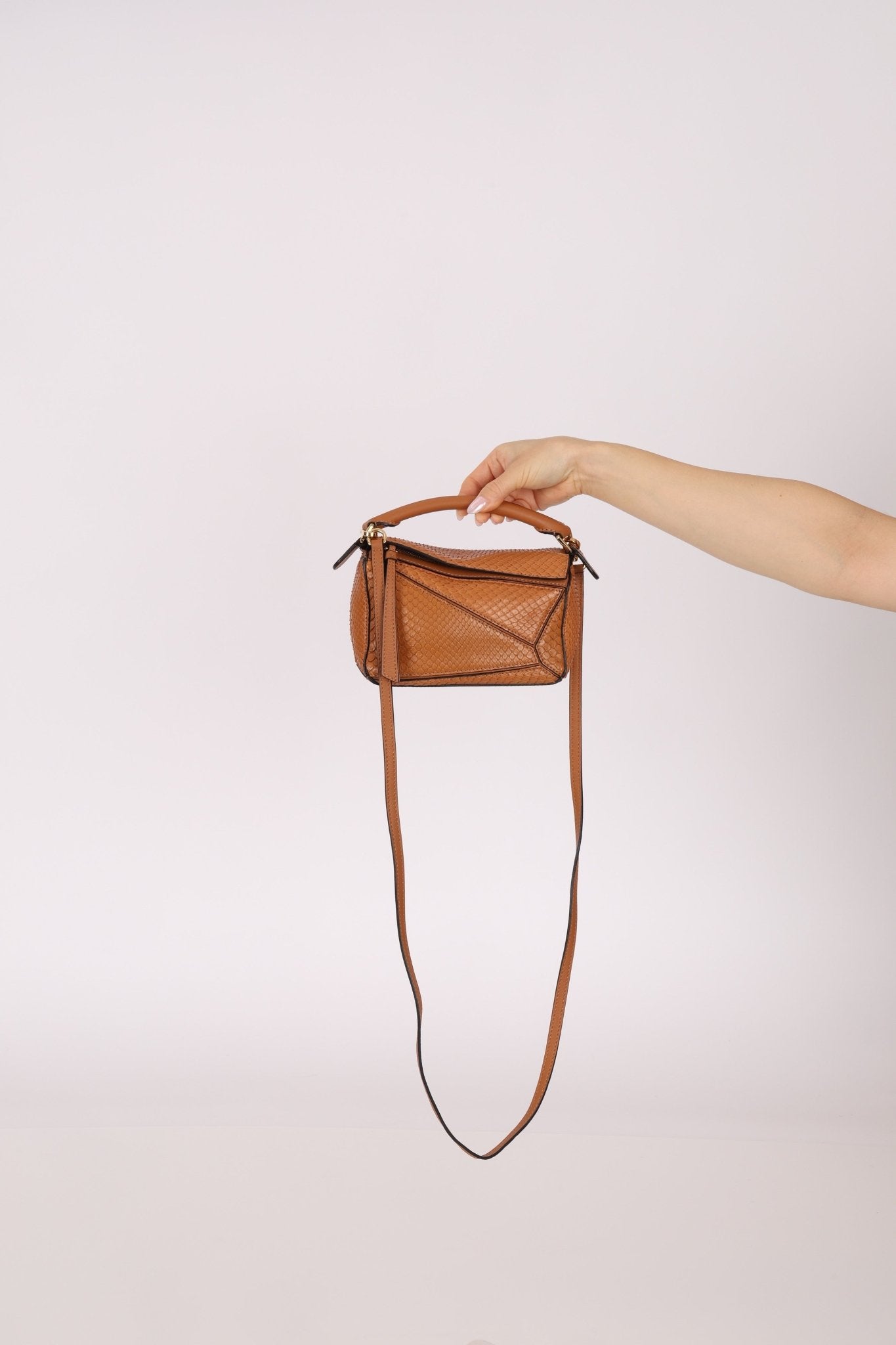 Limited Edition Loewe Tan Watersnake Mini Puzzle Bag - FashioNica