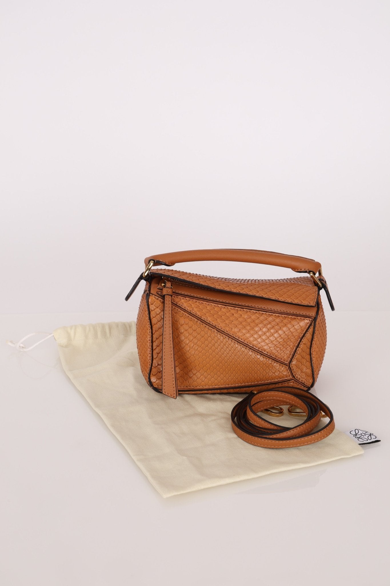 Limited Edition Loewe Tan Watersnake Mini Puzzle Bag - FashioNica