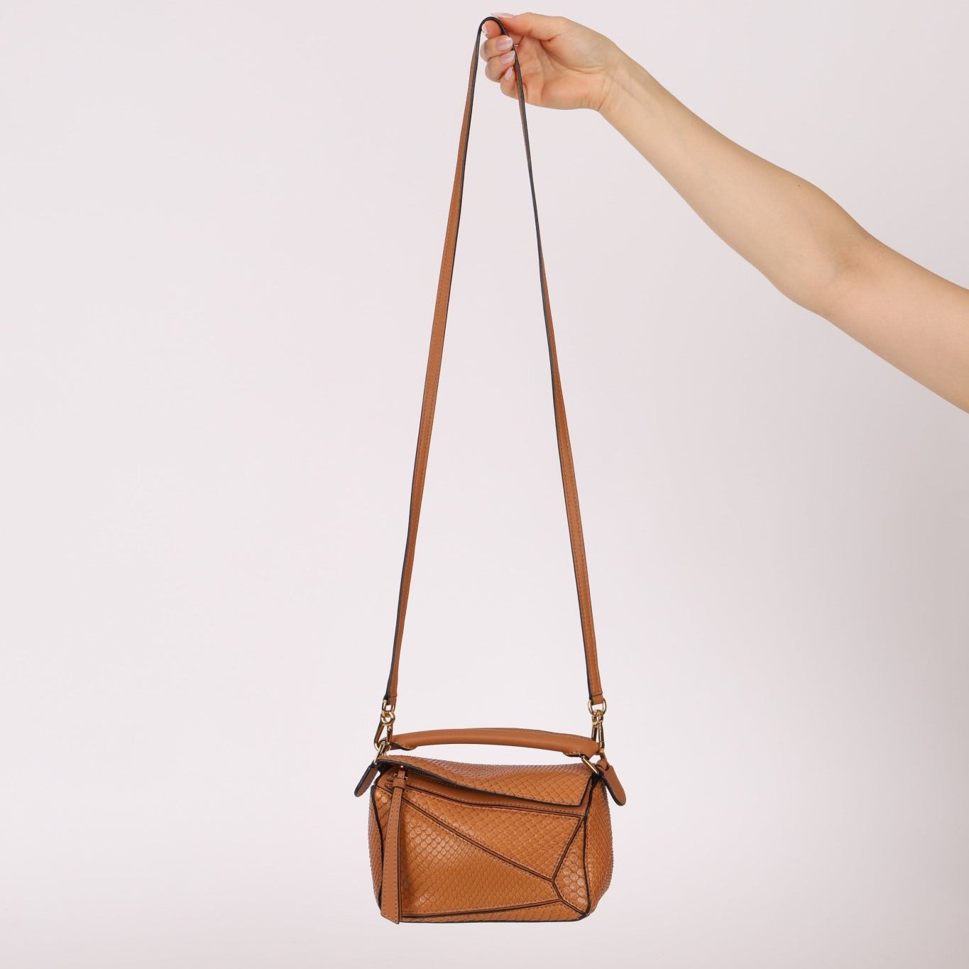 Limited Edition Loewe Tan Watersnake Mini Puzzle Bag - FashioNica