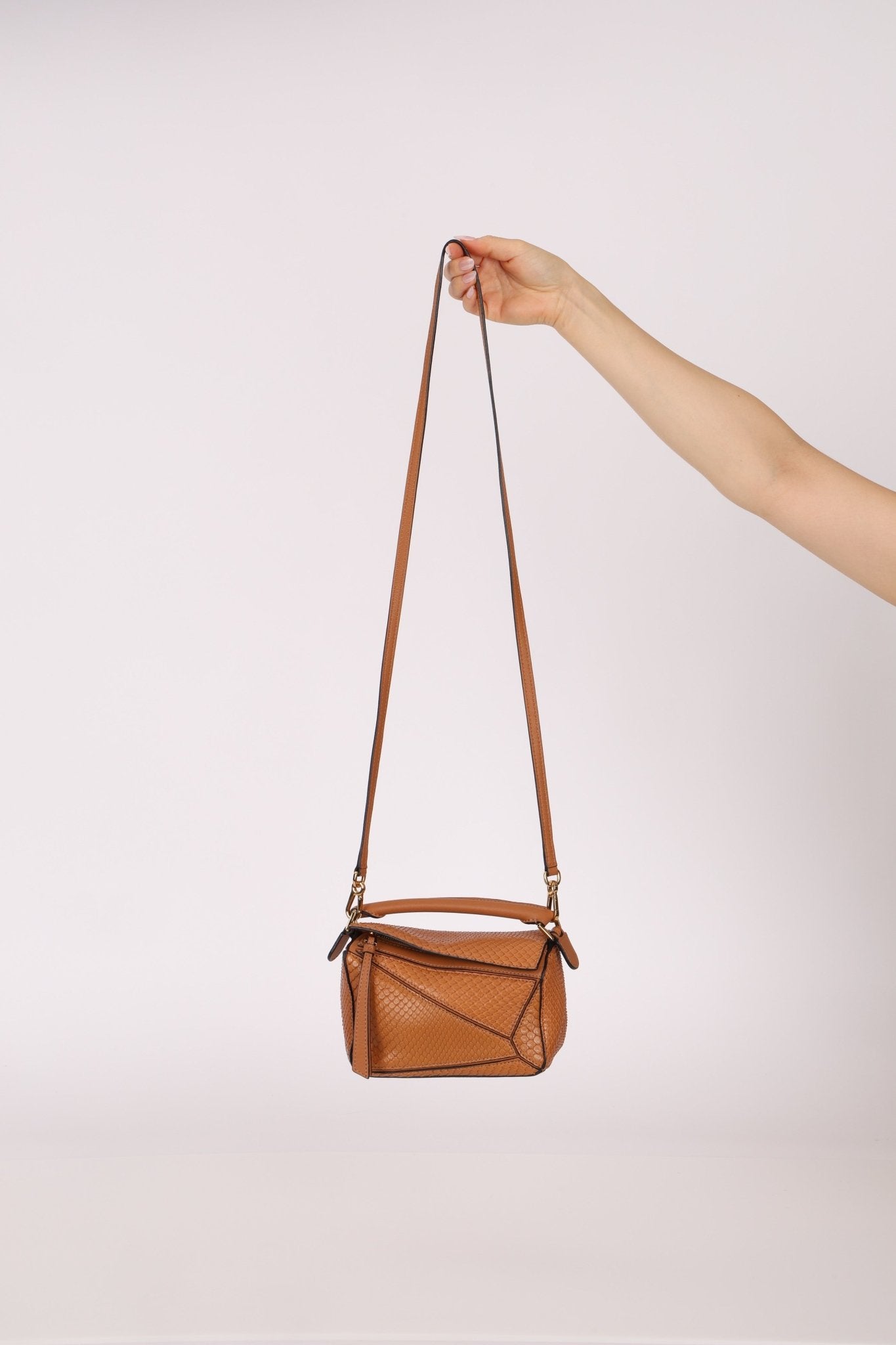Limited Edition Loewe Tan Watersnake Mini Puzzle Bag - FashioNica