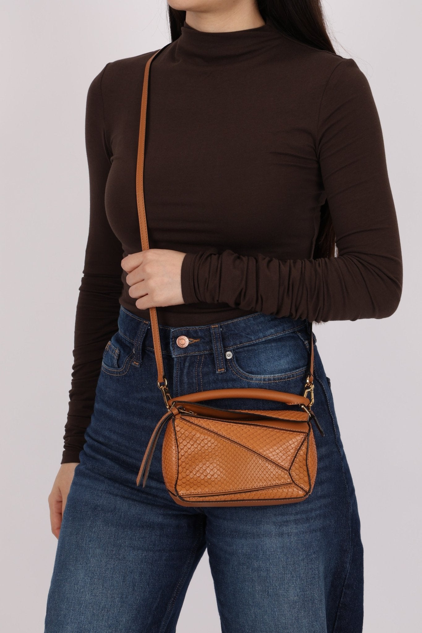 Limited Edition Loewe Tan Watersnake Mini Puzzle Bag - FashioNica