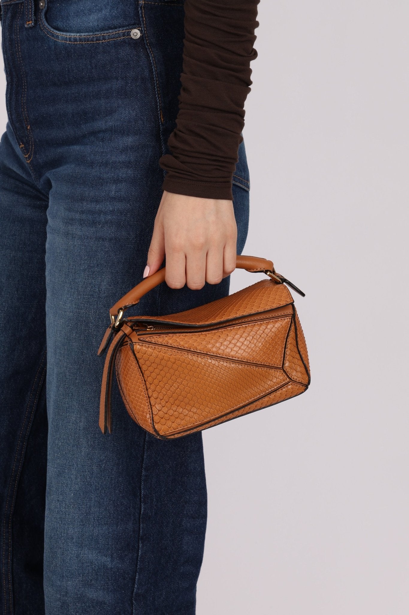 Limited Edition Loewe Tan Watersnake Mini Puzzle Bag - FashioNica