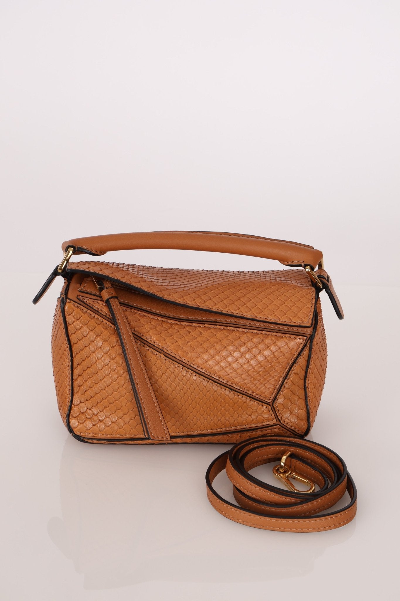 Limited Edition Loewe Tan Watersnake Mini Puzzle Bag - FashioNica