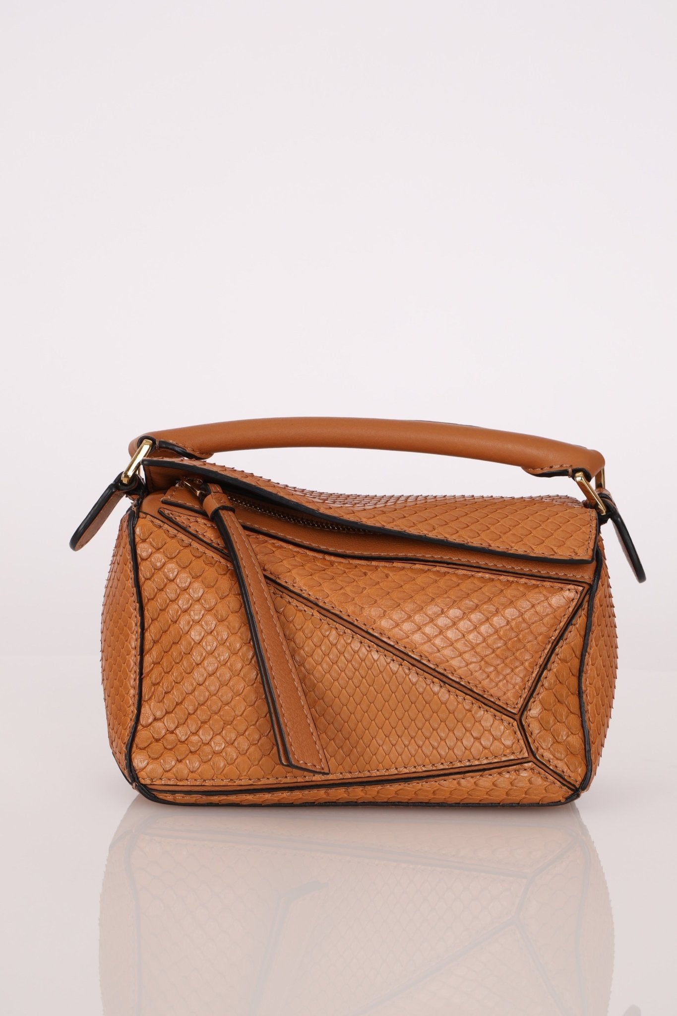 Limited Edition Loewe Tan Watersnake Mini Puzzle Bag - FashioNica