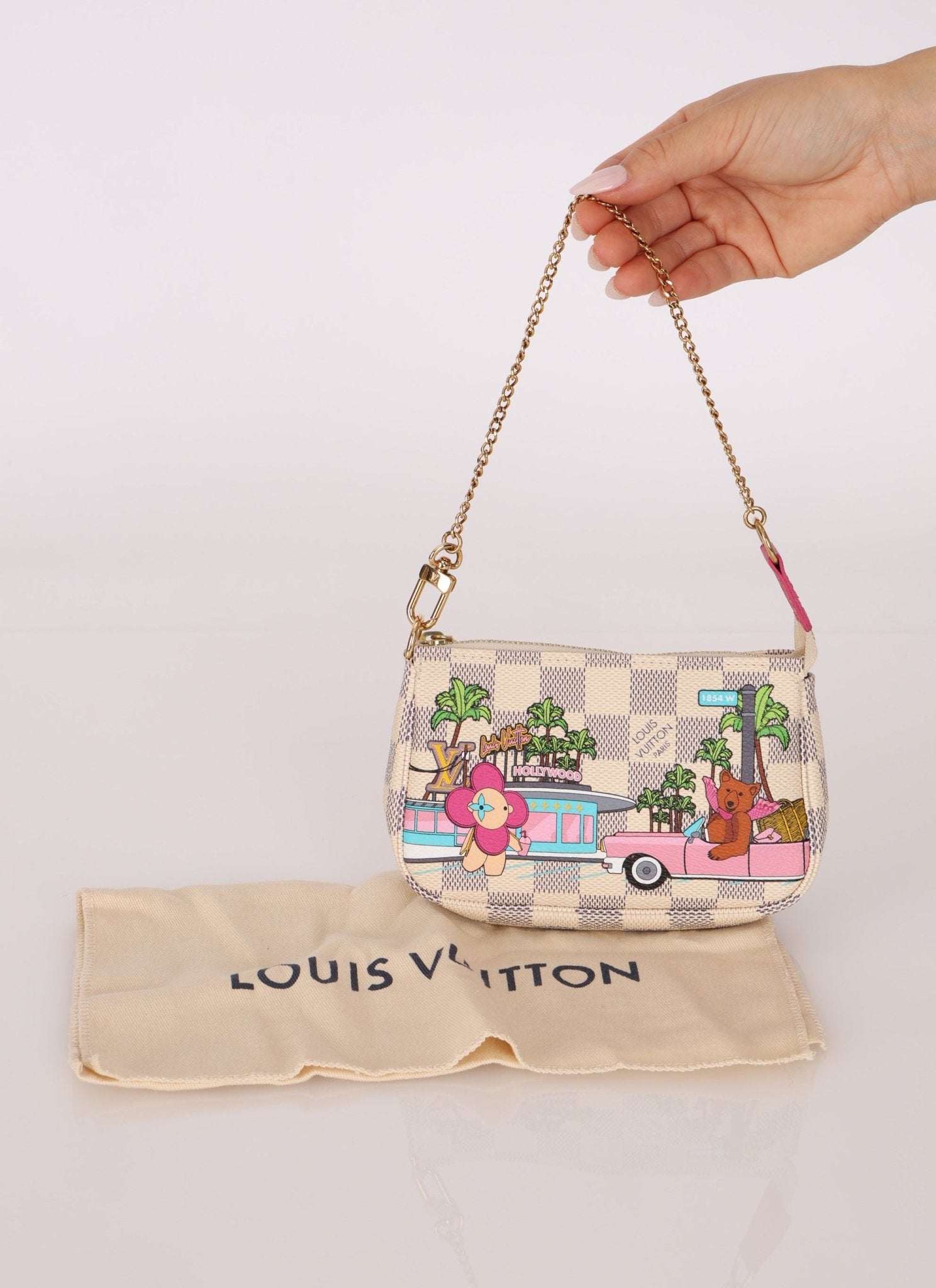 Limited Edition Louis Vuitton 2021 Damier Azur Hollywood Animation Mini Pochette - FashioNica