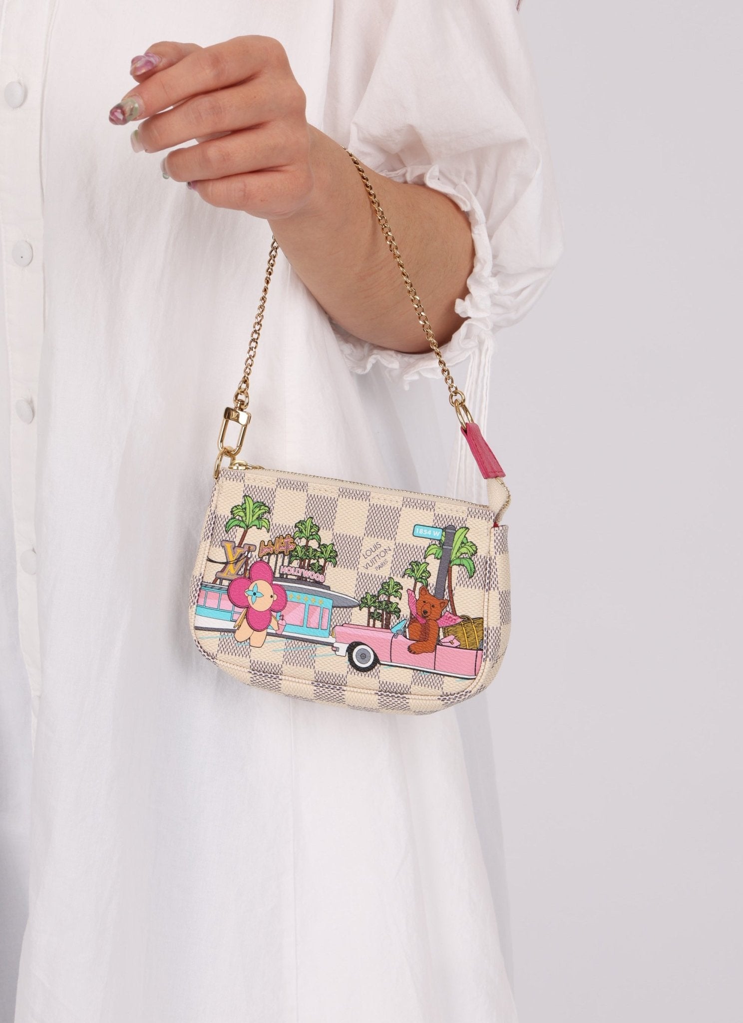 Limited Edition Louis Vuitton 2021 Damier Azur Hollywood Animation Mini Pochette - FashioNica