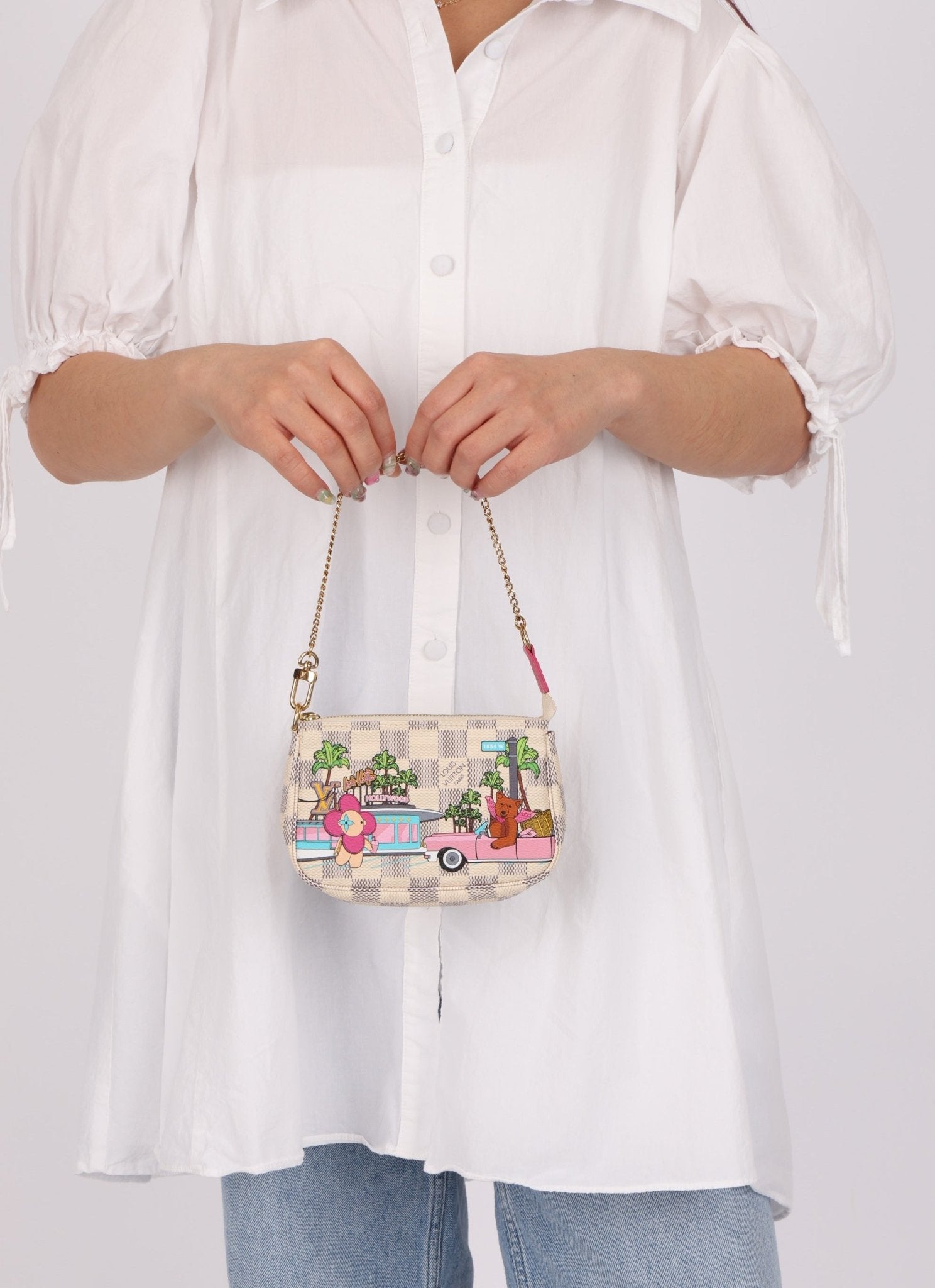 Limited Edition Louis Vuitton 2021 Damier Azur Hollywood Animation Mini Pochette - FashioNica