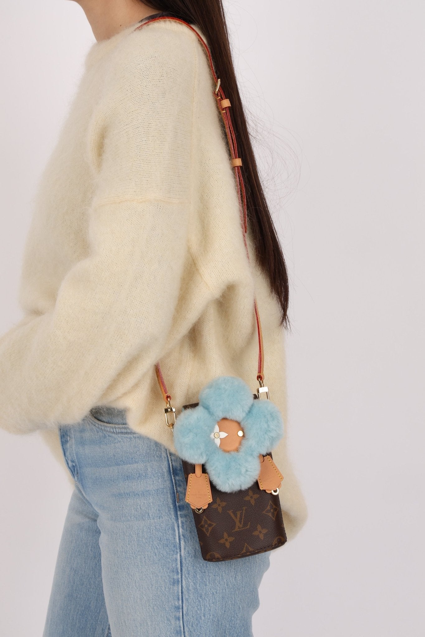 Limited Edition Louis Vuitton 2024 Monogram Vivienne with Azure Frost Shearling Bag - FashioNica