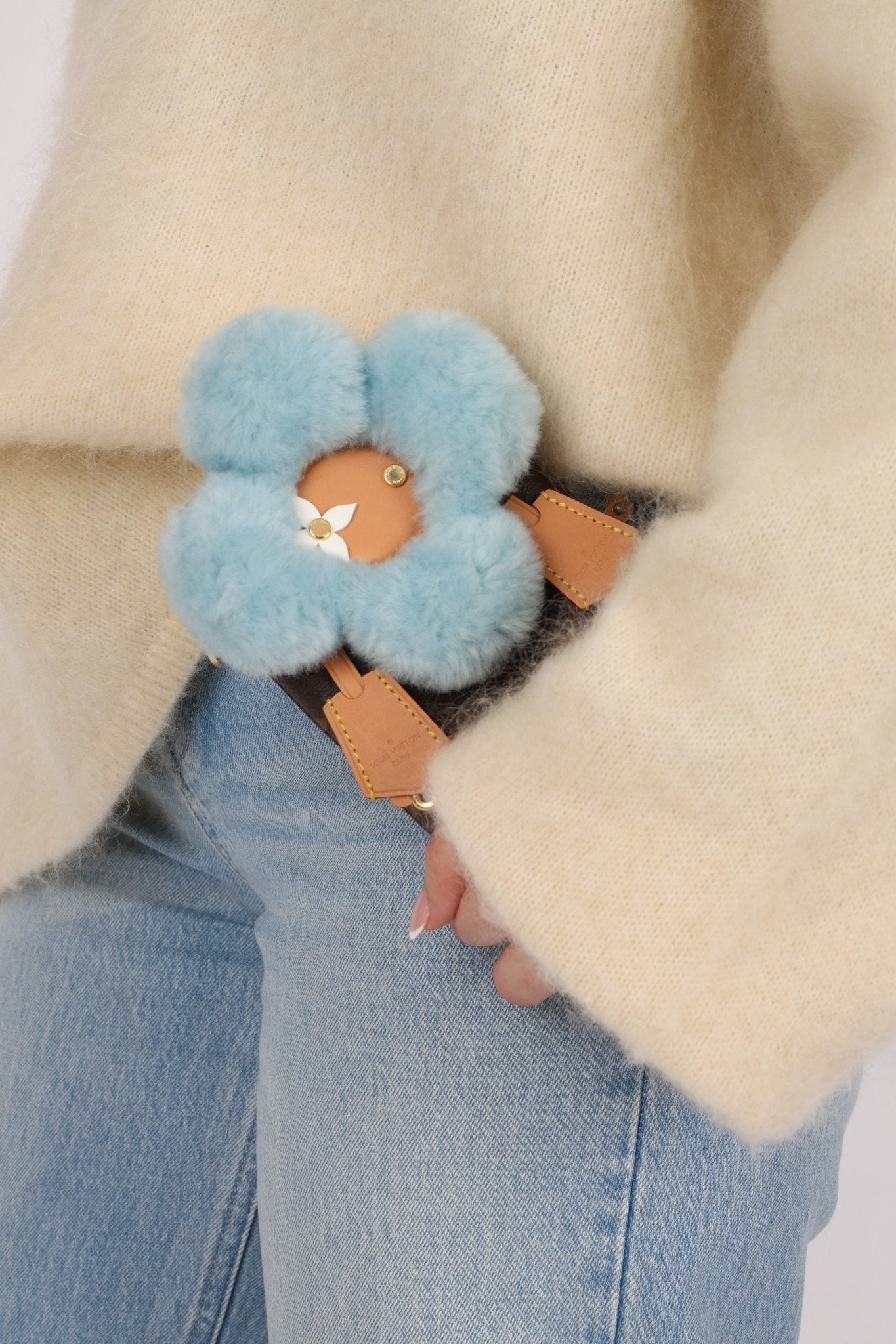 Limited Edition Louis Vuitton 2024 Monogram Vivienne with Azure Frost Shearling Bag - FashioNica