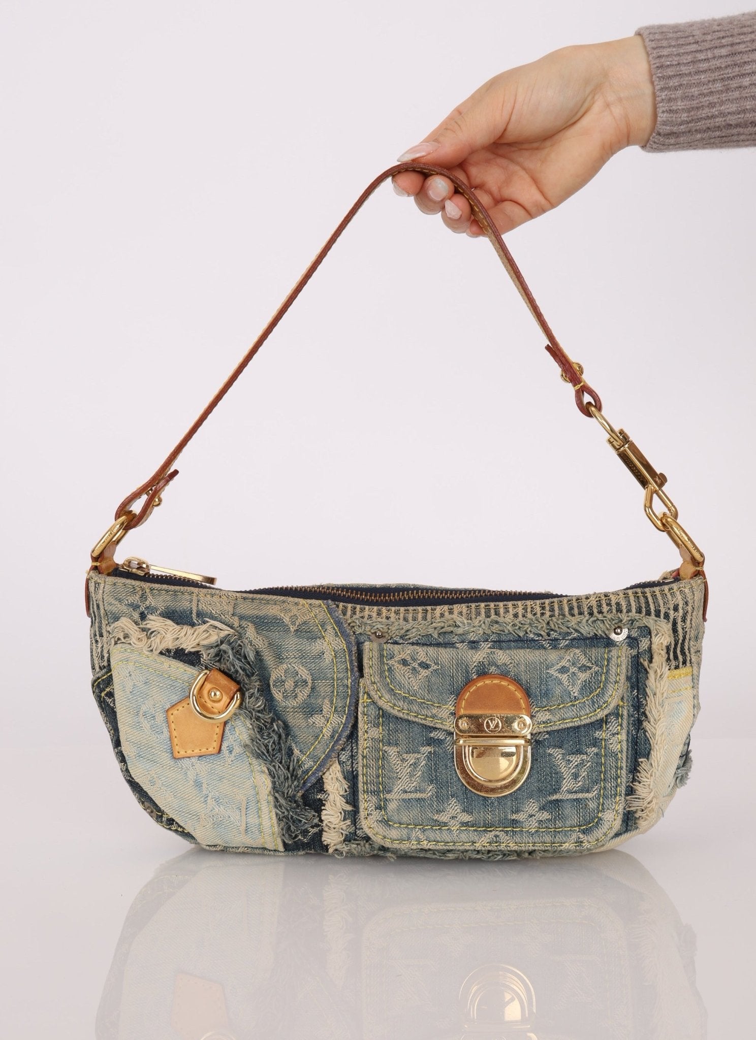 Limited Edition Louis Vuitton Patchwork Denim Pochette - FashioNica