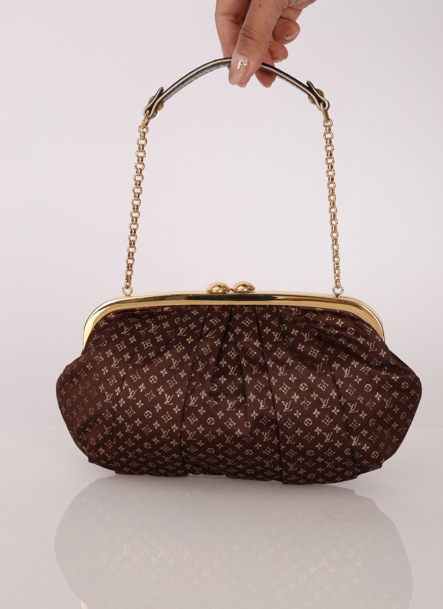 Limited Edition Louis Vuitton Satin Aumônière Clutch on Chain - FashioNica