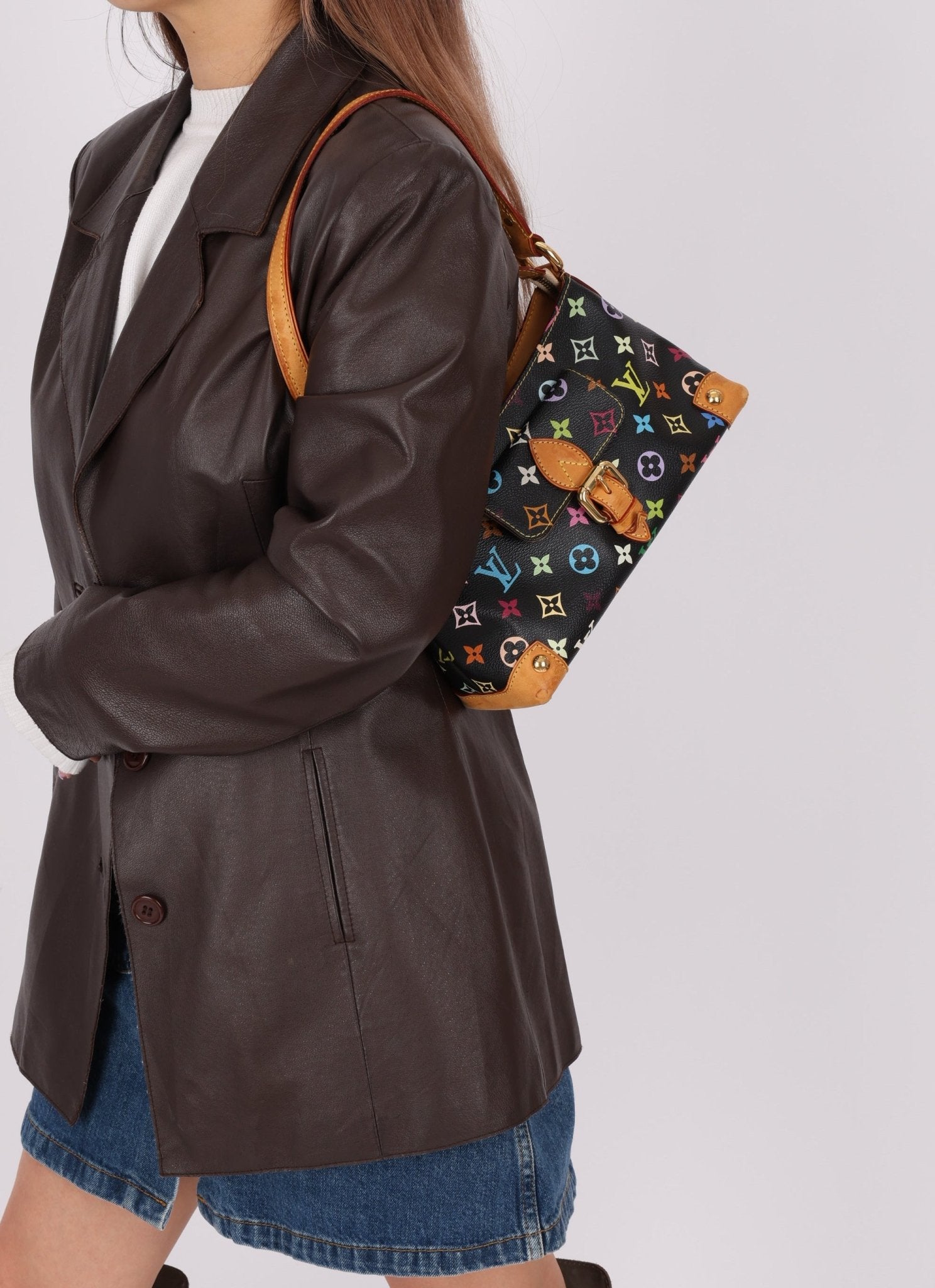 Limited Edition Louis Vuitton x Takashi Murakami Black Monogram Multicolor Eliza Shoulder Bag - FashioNica