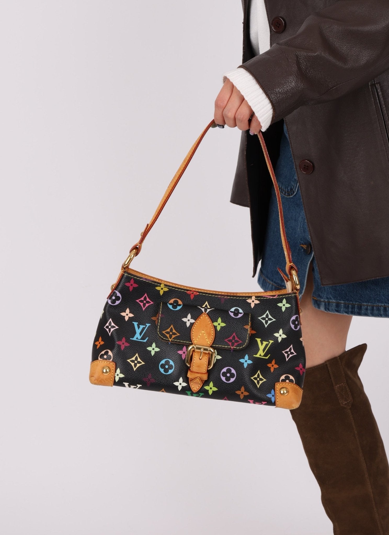 Limited Edition Louis Vuitton x Takashi Murakami Black Monogram Multicolor Eliza Shoulder Bag - FashioNica