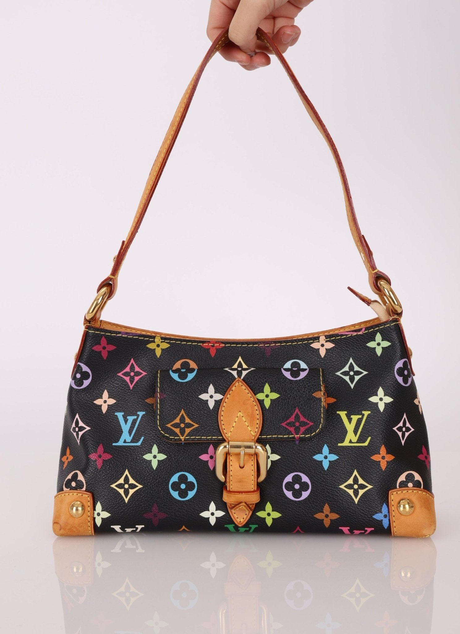 Limited Edition Louis Vuitton x Takashi Murakami Black Monogram Multicolor Eliza Shoulder Bag - FashioNica