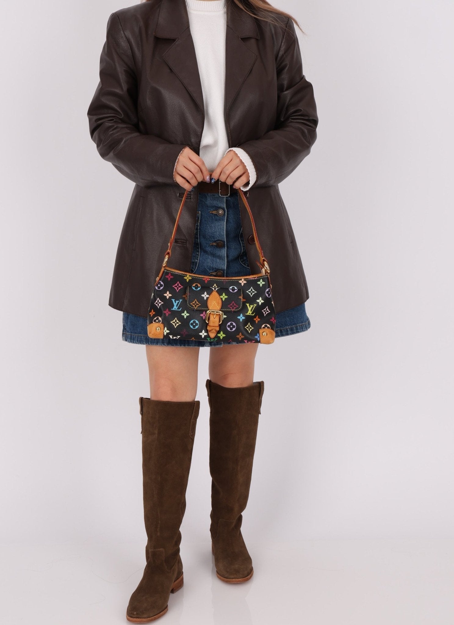 Limited Edition Louis Vuitton x Takashi Murakami Black Monogram Multicolor Eliza Shoulder Bag - FashioNica