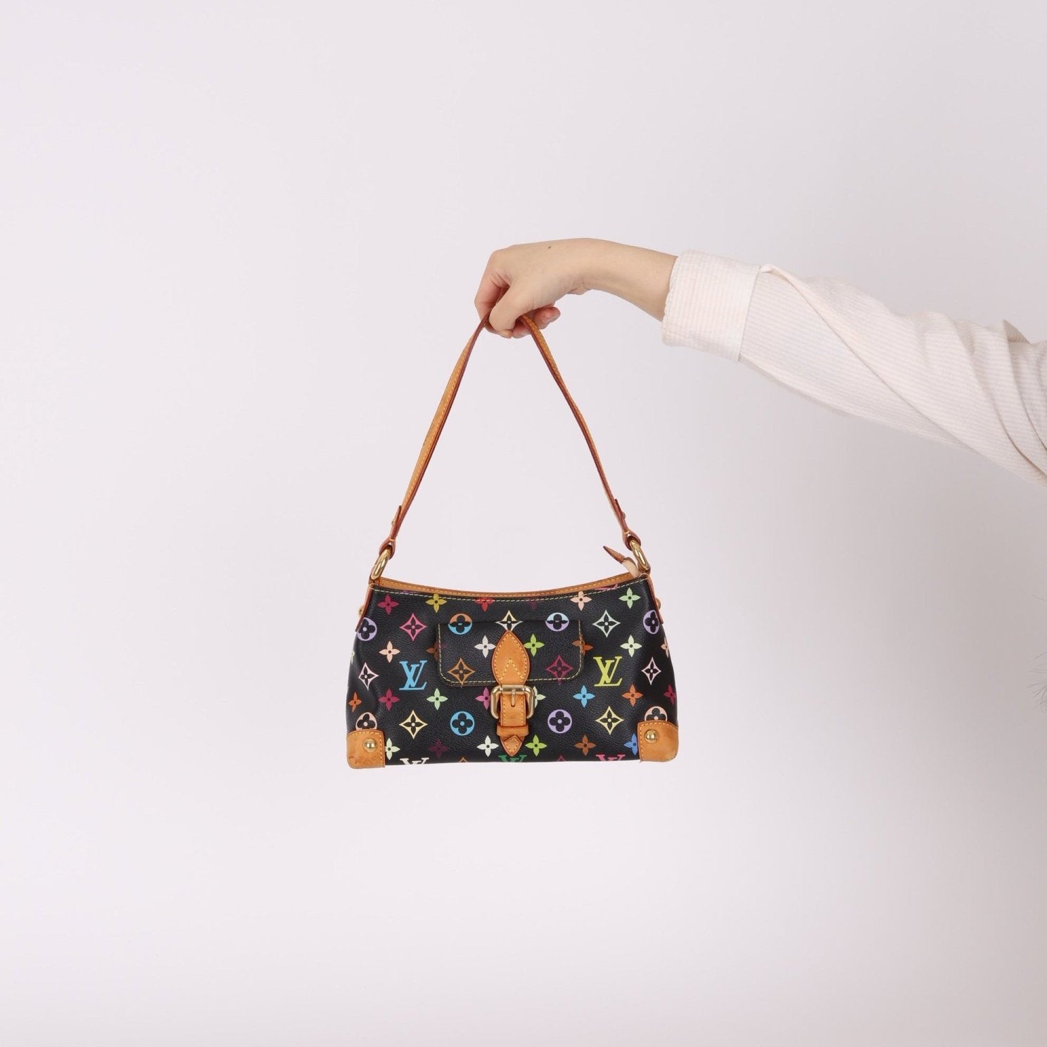 Limited Edition Louis Vuitton x Takashi Murakami Black Monogram Multicolor Eliza Shoulder Bag - FashioNica