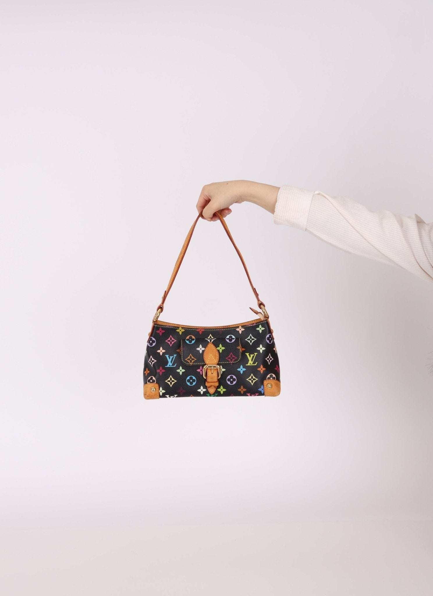 Limited Edition Louis Vuitton x Takashi Murakami Black Monogram Multicolor Eliza Shoulder Bag - FashioNica