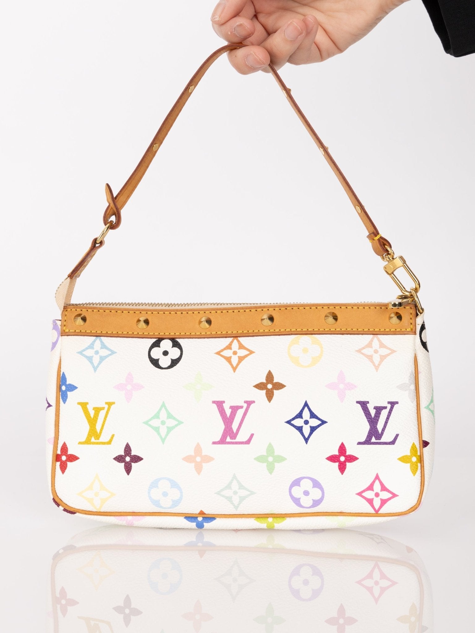 Limited Edition Louis Vuitton x Takashi Murakami Blanc Multicolor Pochette - FashioNica