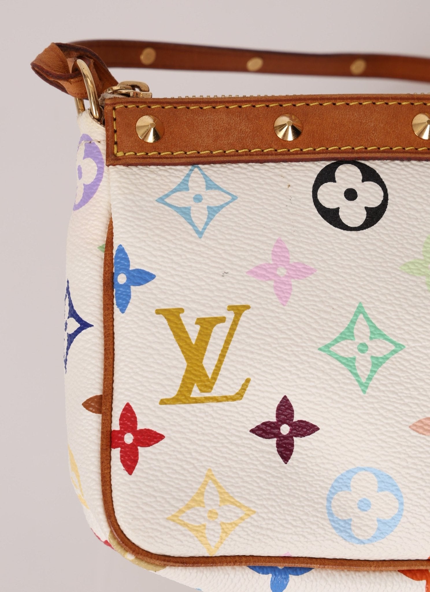 Limited Edition Louis Vuitton x Takashi Murakami Blanc Multicolor Pochette - FashioNica
