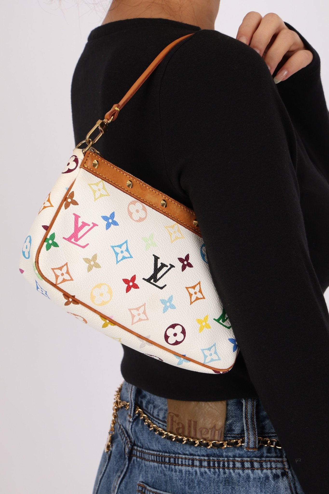 Limited Edition Louis Vuitton x Takashi Murakami Blanc Multicolor Pochette - FashioNica