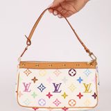 Limited Edition Louis Vuitton x Takashi Murakami Blanc Multicolor Pochette - FashioNica