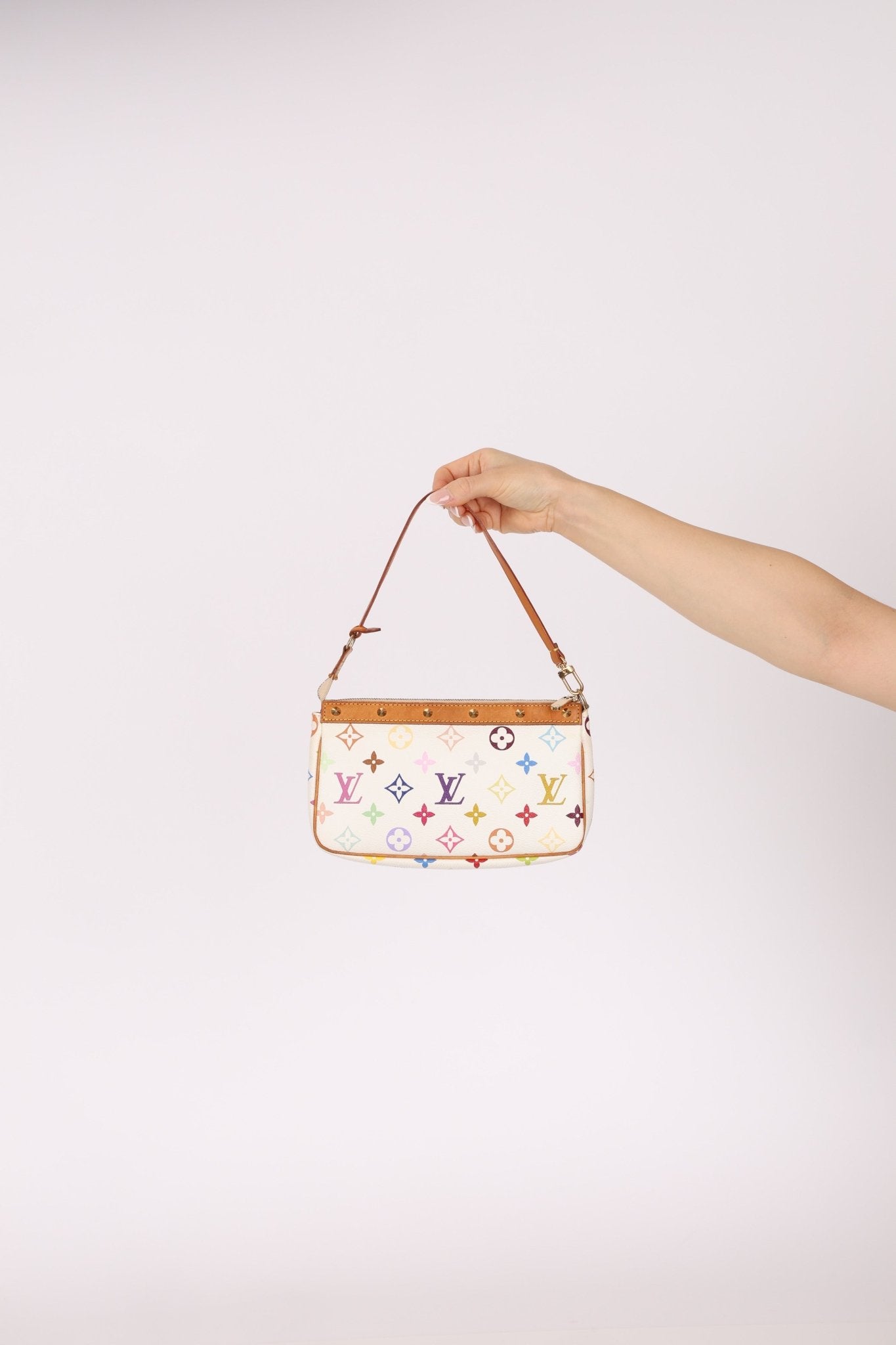 Limited Edition Louis Vuitton x Takashi Murakami Blanc Multicolor Pochette - FashioNica