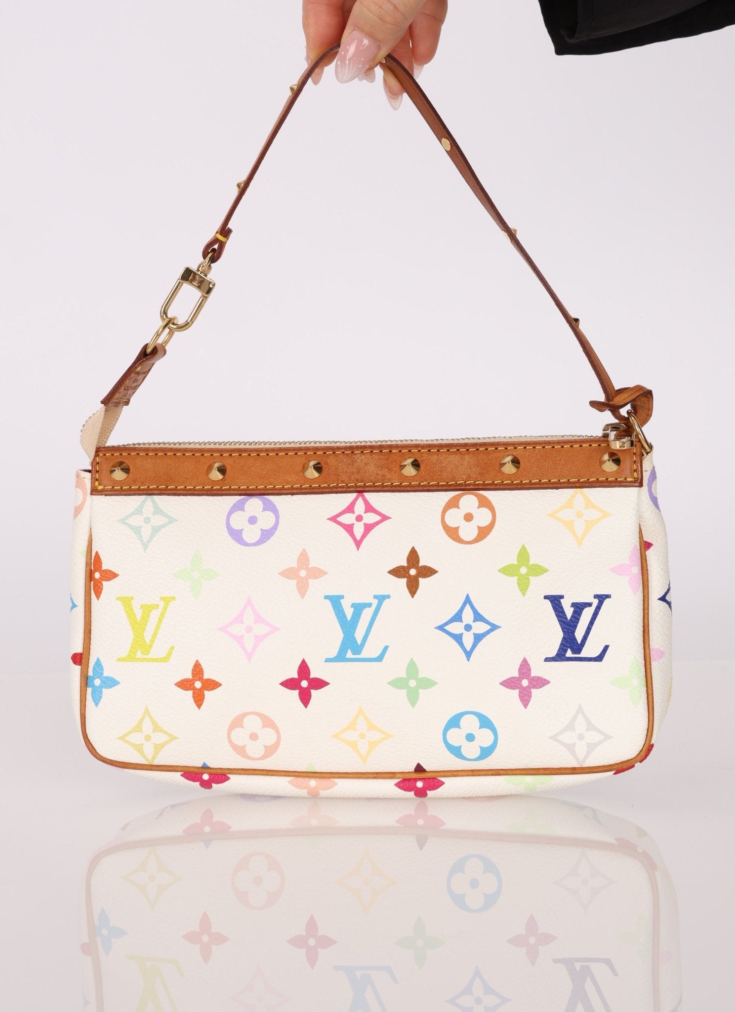 Limited Edition Louis Vuitton x Takashi Murakami Blanc Multicolor Pochette - FashioNica