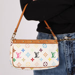 Limited Edition Louis Vuitton x Takashi Murakami Blanc Multicolor Pochette - FashioNica