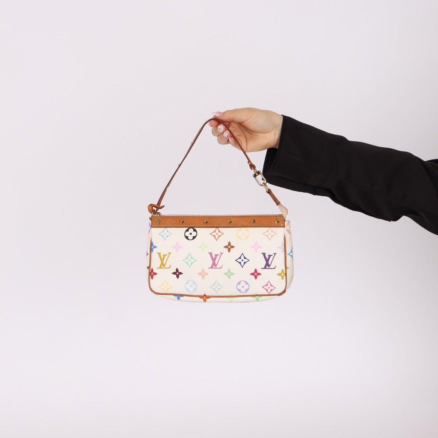 Limited Edition Louis Vuitton x Takashi Murakami Blanc Multicolor Pochette - FashioNica
