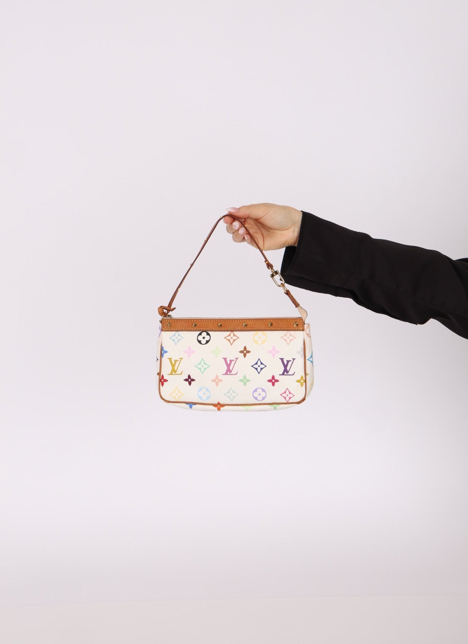 Limited Edition Louis Vuitton x Takashi Murakami Blanc Multicolor Pochette - FashioNica
