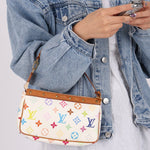 Limited Edition Louis Vuitton x Takashi Murakami Blanc Multicolor Pochette - FashioNica