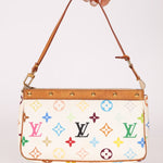 Limited Edition Louis Vuitton x Takashi Murakami Blanc Multicolor Pochette - FashioNica