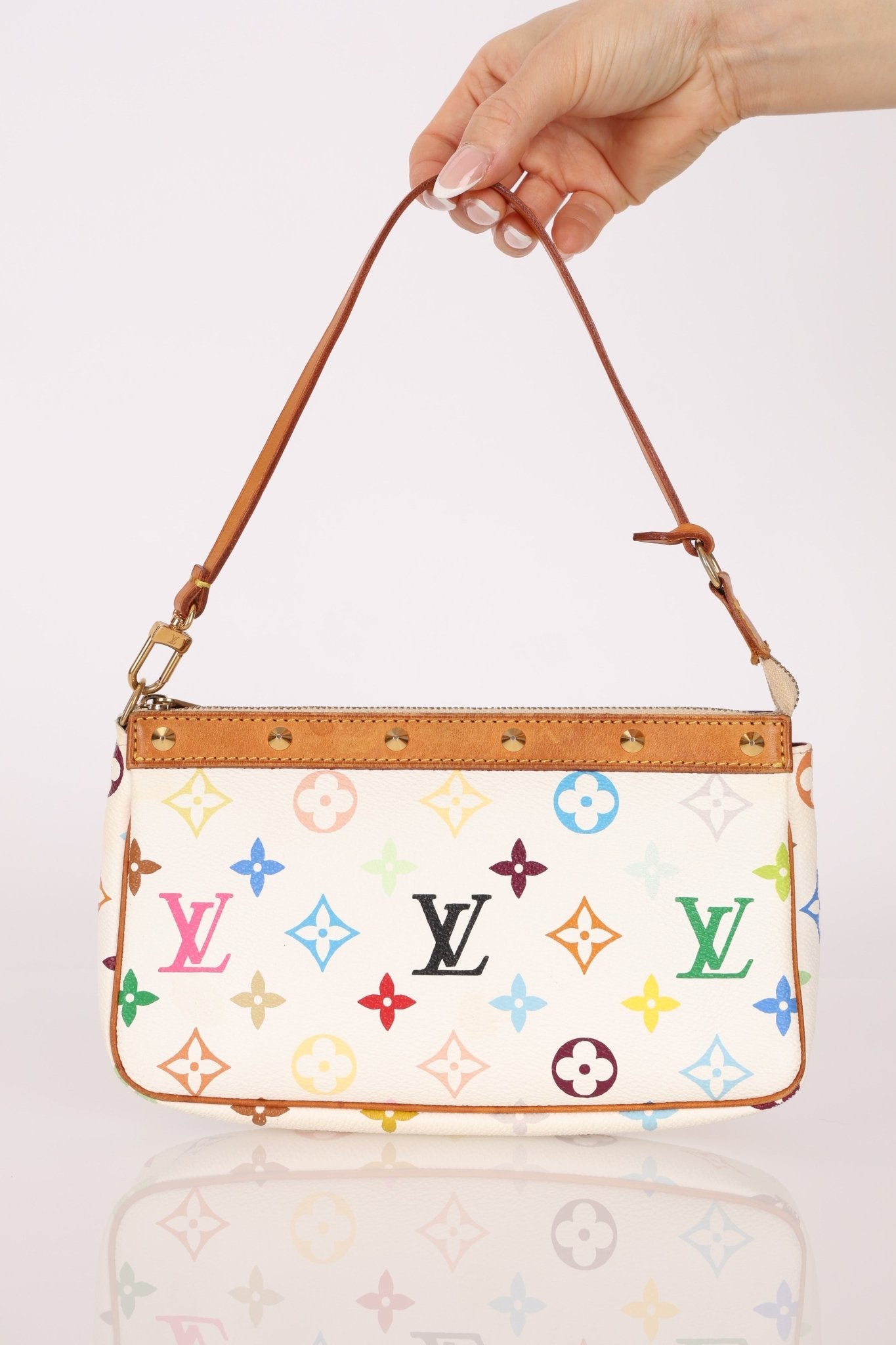 Limited Edition Louis Vuitton x Takashi Murakami Blanc Multicolor Pochette - FashioNica