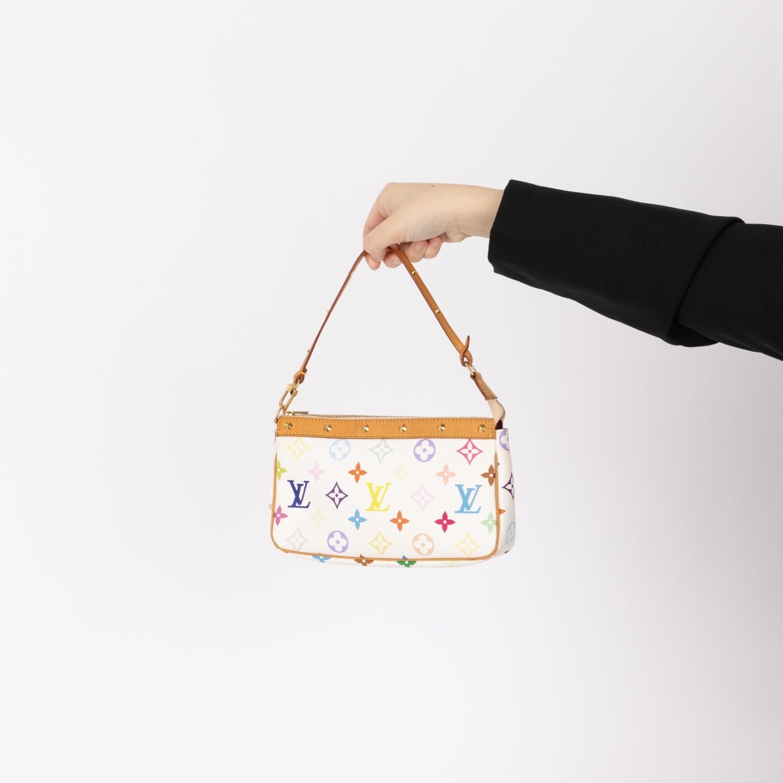 Limited Edition Louis Vuitton x Takashi Murakami Blanc Multicolor Pochette - FashioNica