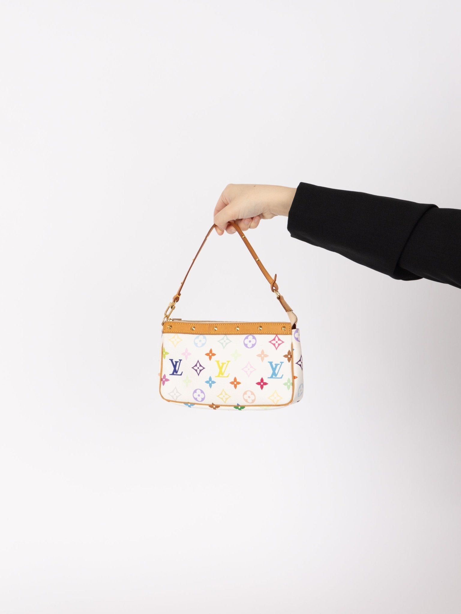 Limited Edition Louis Vuitton x Takashi Murakami Blanc Multicolor Pochette - FashioNica