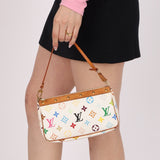 Limited Edition Louis Vuitton x Takashi Murakami Blanc Multicolor Pochette - FashioNica
