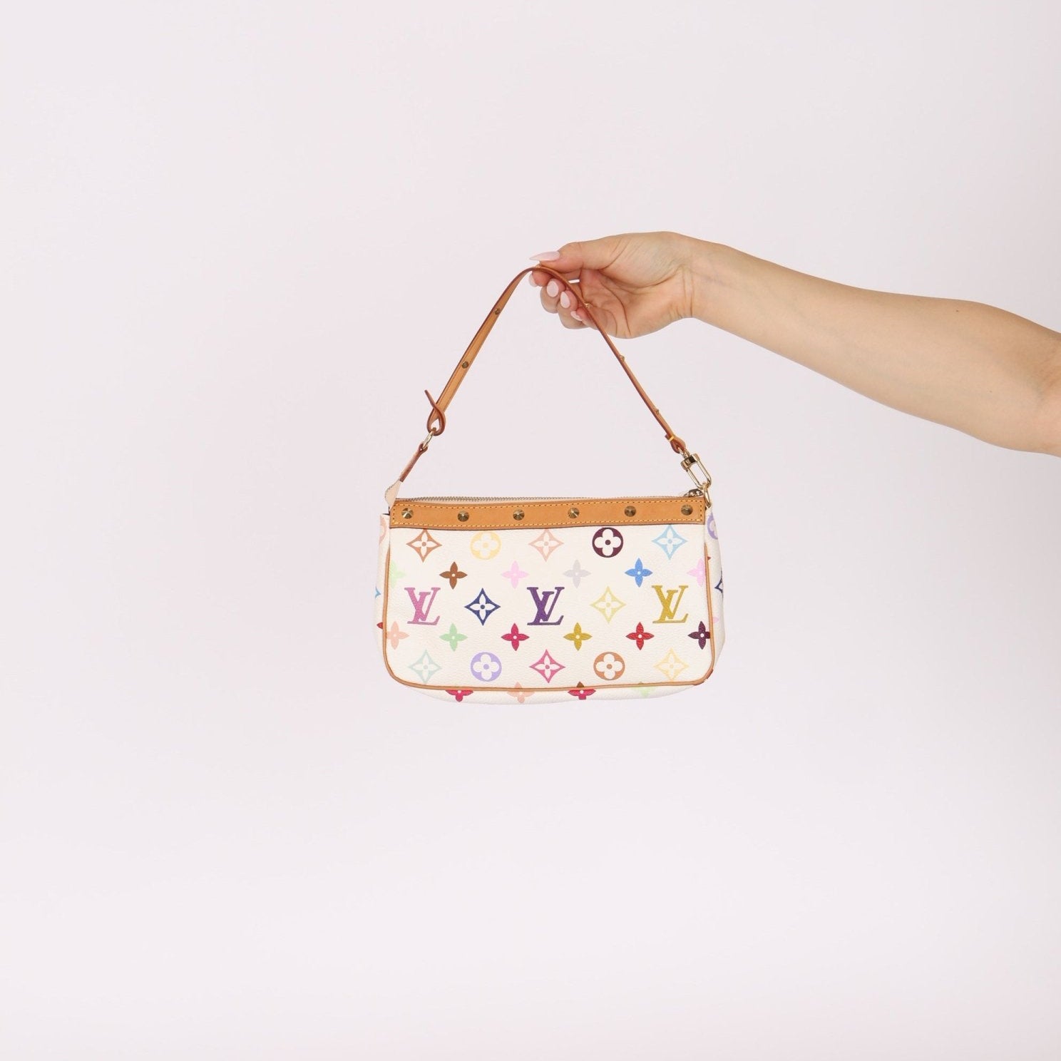 Limited Edition Louis Vuitton x Takashi Murakami Blanc Multicolor Pochette - FashioNica