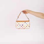 Limited Edition Louis Vuitton x Takashi Murakami Blanc Multicolor Pochette - FashioNica