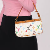 Limited Edition Louis Vuitton x Takashi Murakami Blanc Multicolor Pochette - FashioNica
