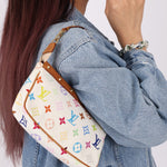 Limited Edition Louis Vuitton x Takashi Murakami Blanc Multicolor Pochette - FashioNica