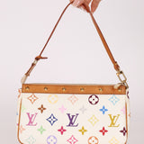 Limited Edition Louis Vuitton x Takashi Murakami Blanc Multicolor Pochette - FashioNica