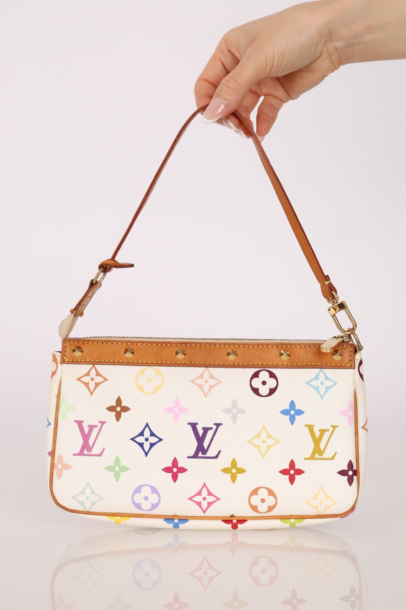 Limited Edition Louis Vuitton x Takashi Murakami Blanc Multicolor Pochette - FashioNica