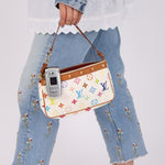 Limited Edition Louis Vuitton x Takashi Murakami Blanc Multicolor Pochette - FashioNica